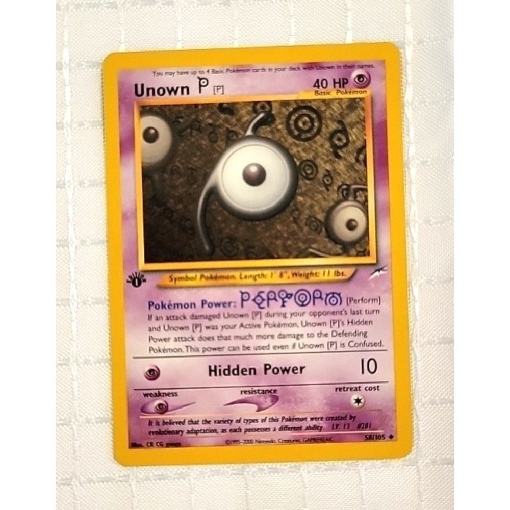 Pokemon Unown P Card 58/105 Non-Holo 1st‎ Edition Near Mint Neo Destiny Rare